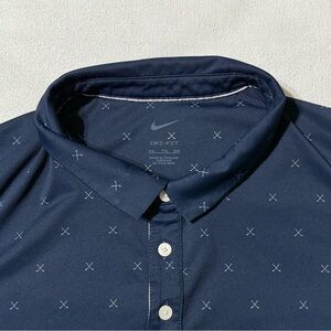 Nike Mens 2XL Player Golf Clubs Print Polo‎ Shirt Blue Dri Fit DD5471